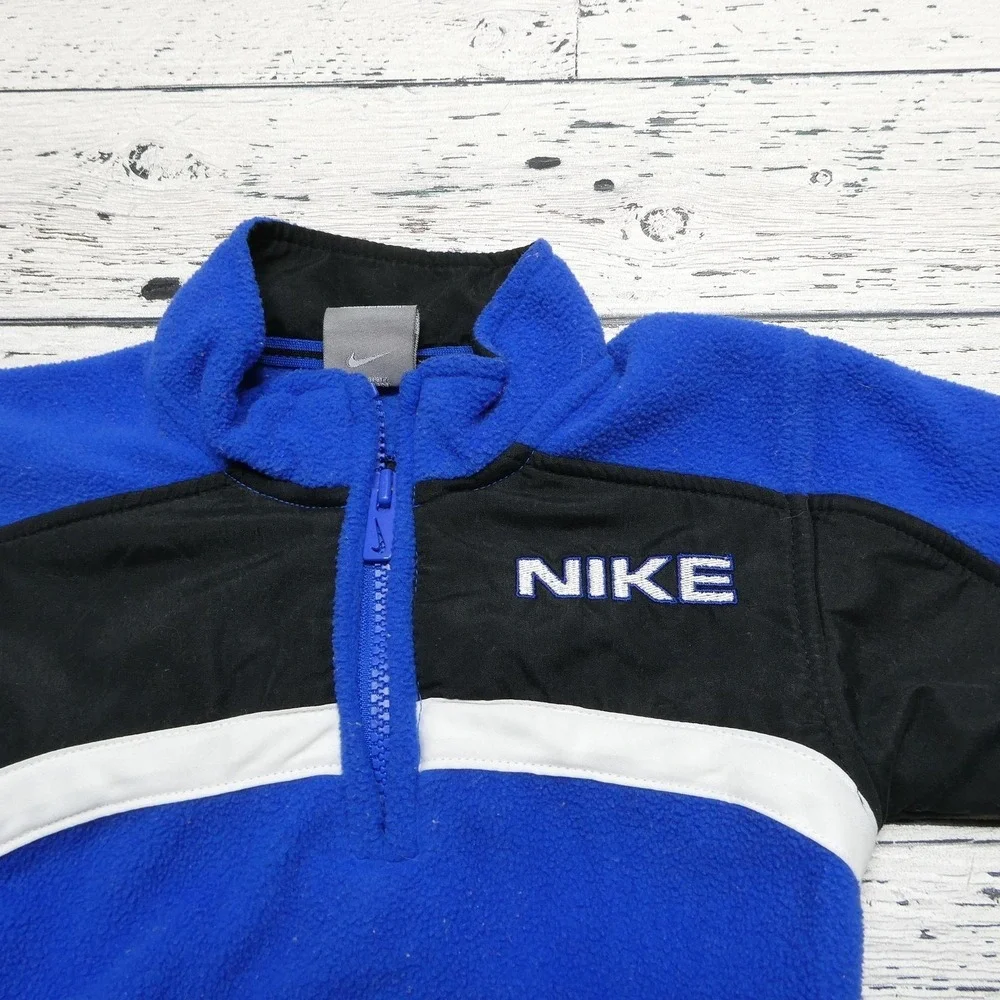 Nike Fleece Pullover Infant 12M‎ Blue Black Quarter Zip Colorblock Embroidered